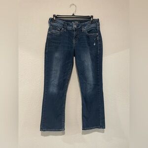 Silver Jeans Dark Blue Cropped Straight-Leg Jeans